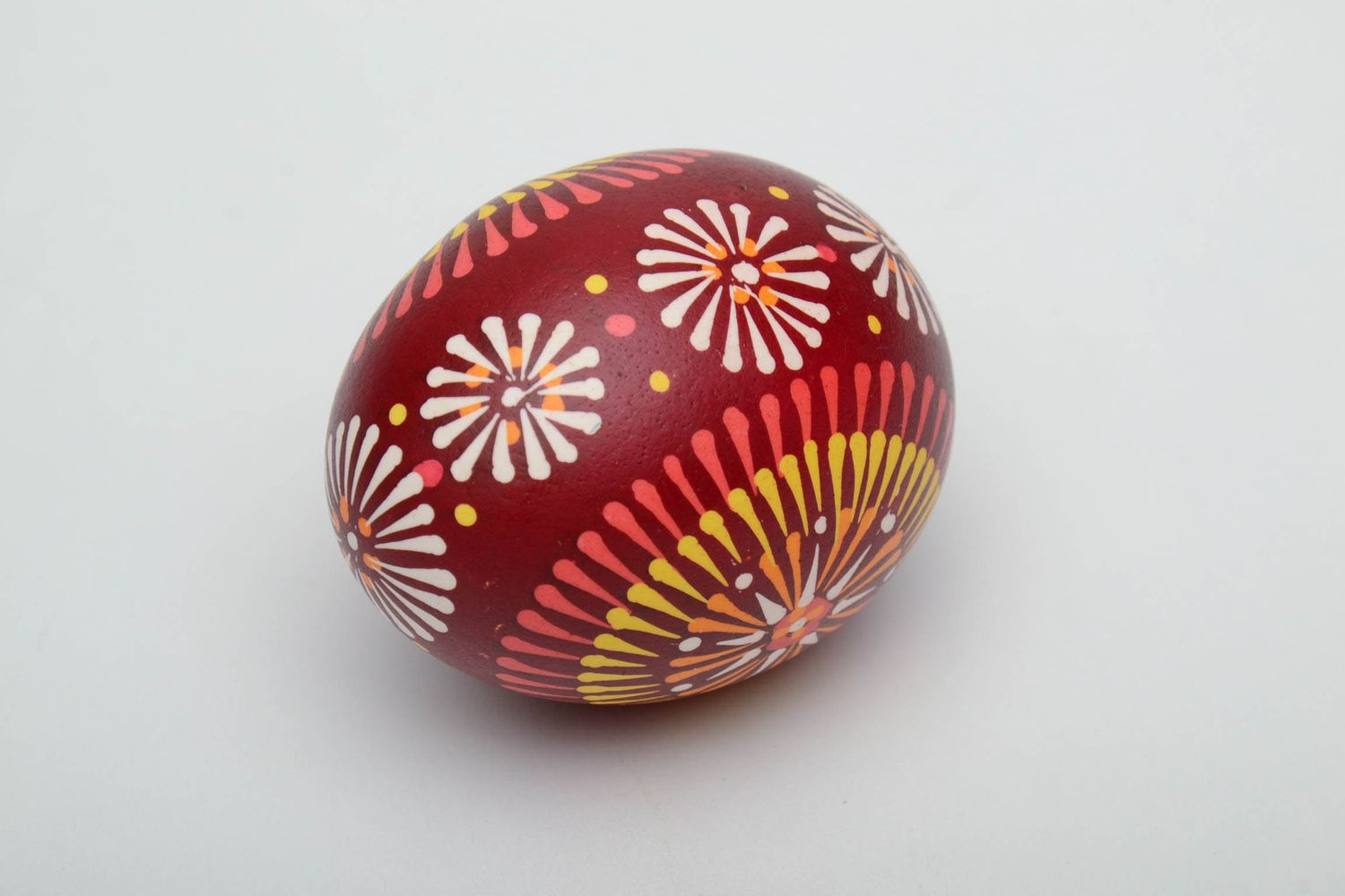Handmade painted egg with Lemkiv symbols photo 3