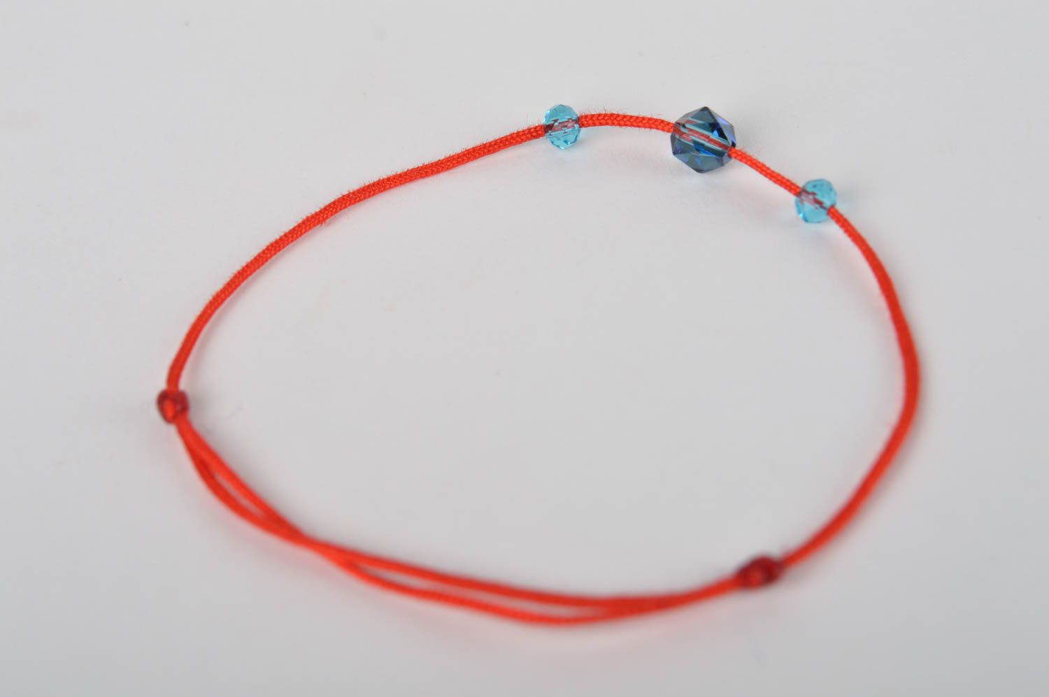 Pulsera con cuentas azules artesanal pulsera de hilo rojo pulsera para mujer  foto 5