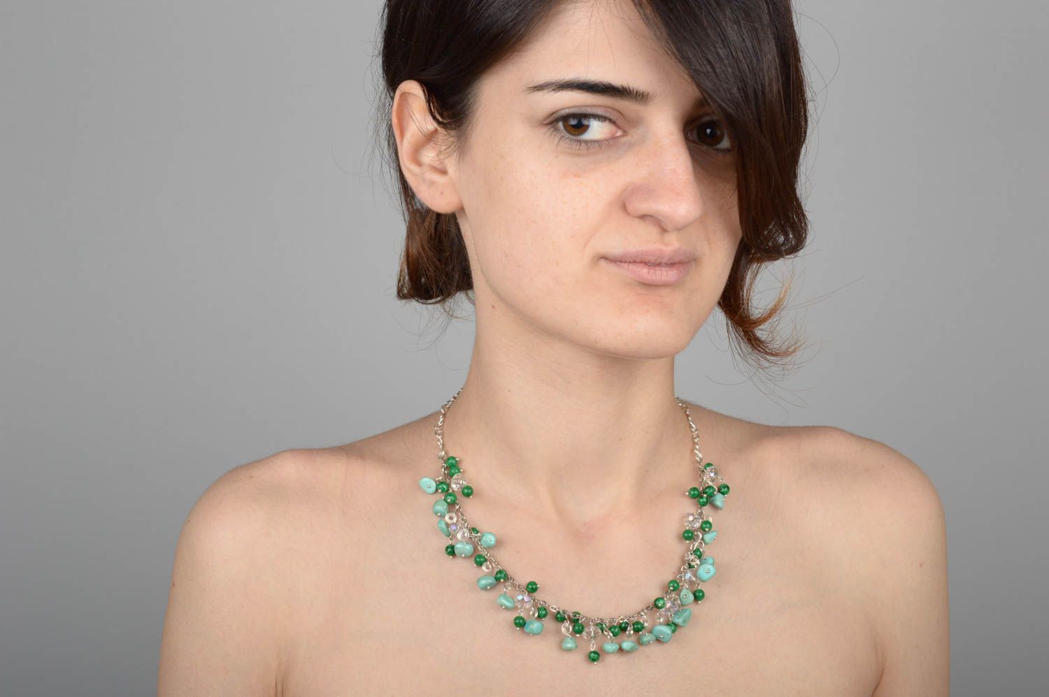 Handmade Modeschmuck Halskette Accessoires für Frauen Damen Collier mit Steinen foto 5