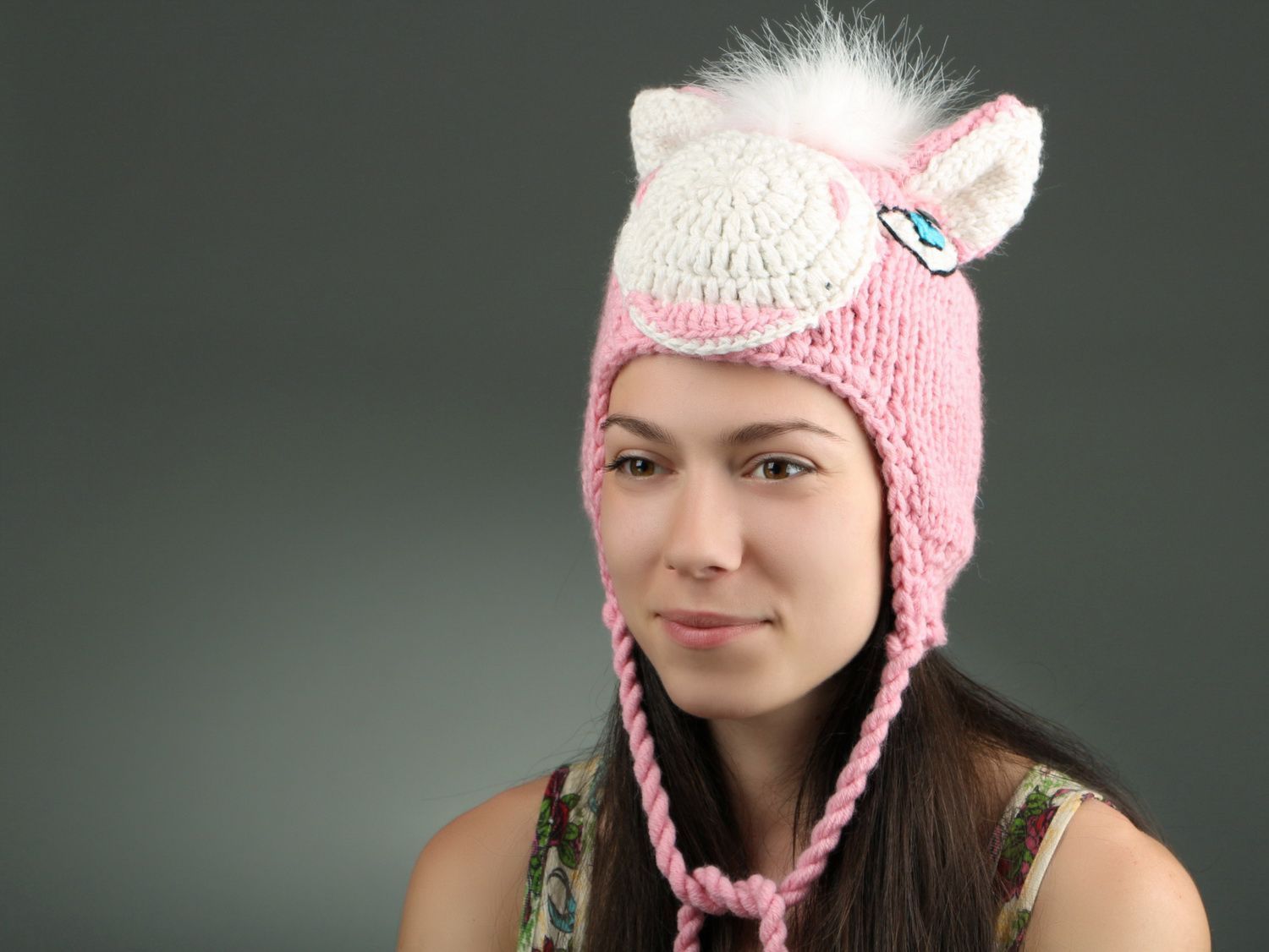 Knitted hat with fur photo 5