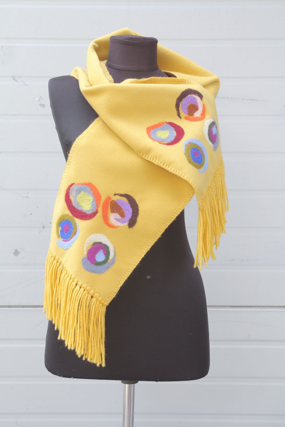 Yellow cashmere women's scarf photo 1