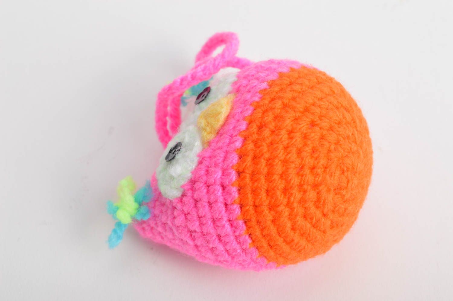 Soft beautiful designer handmade crocheted pendant present for girls owl photo 3