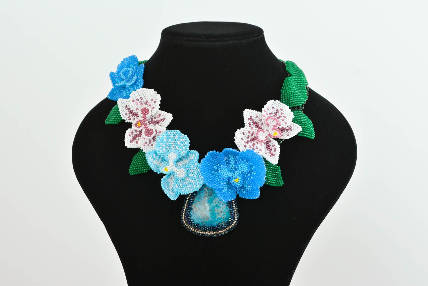 Rocailles Kette handgemacht Blumen Halskette Designer Schmuck Frauen Accessoire foto 1