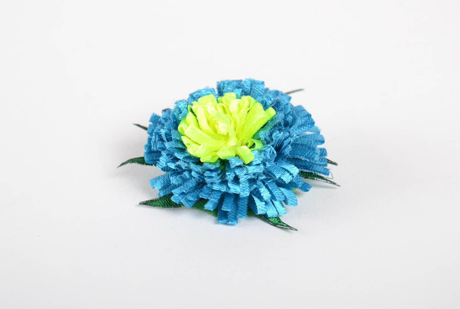 Handmade Haarspange Blume Damen Modeschmuck Accessoire für Haare in Blau Gelb foto 4