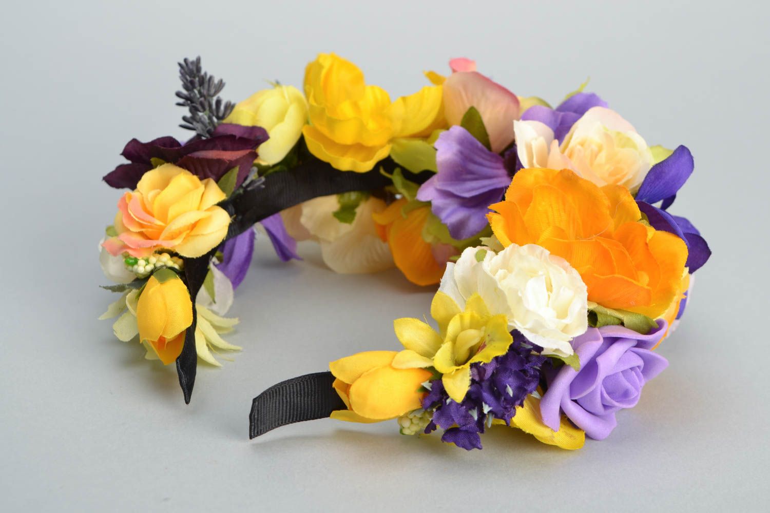 Silk floral headband photo 5