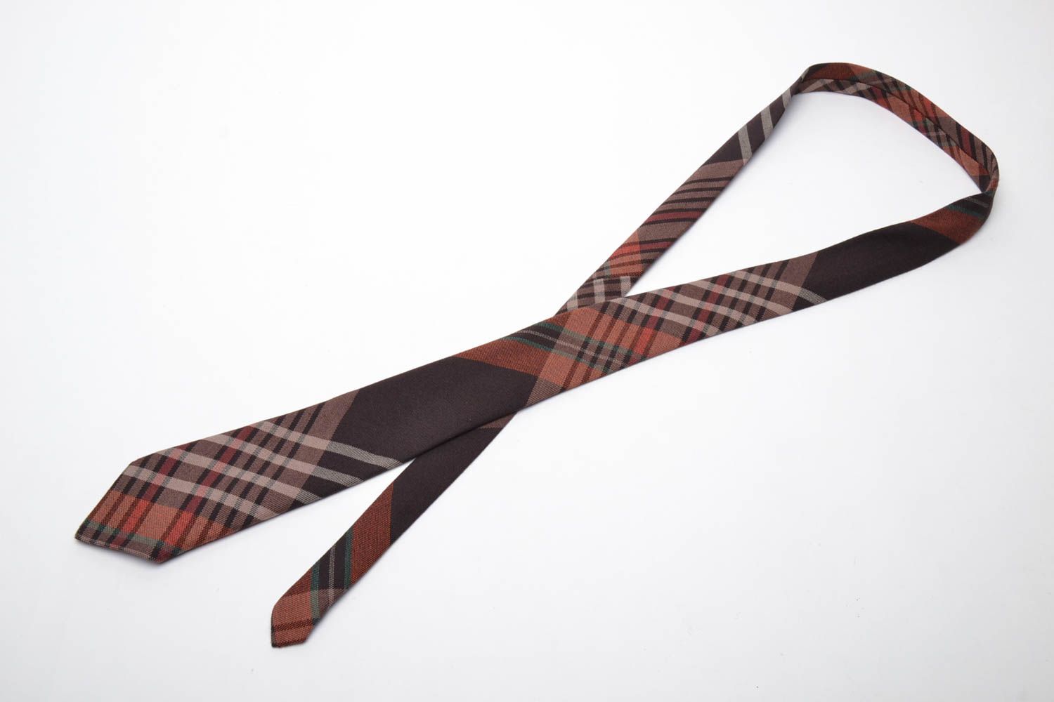 Cravate à carreaux en toile de costume faite main photo 4