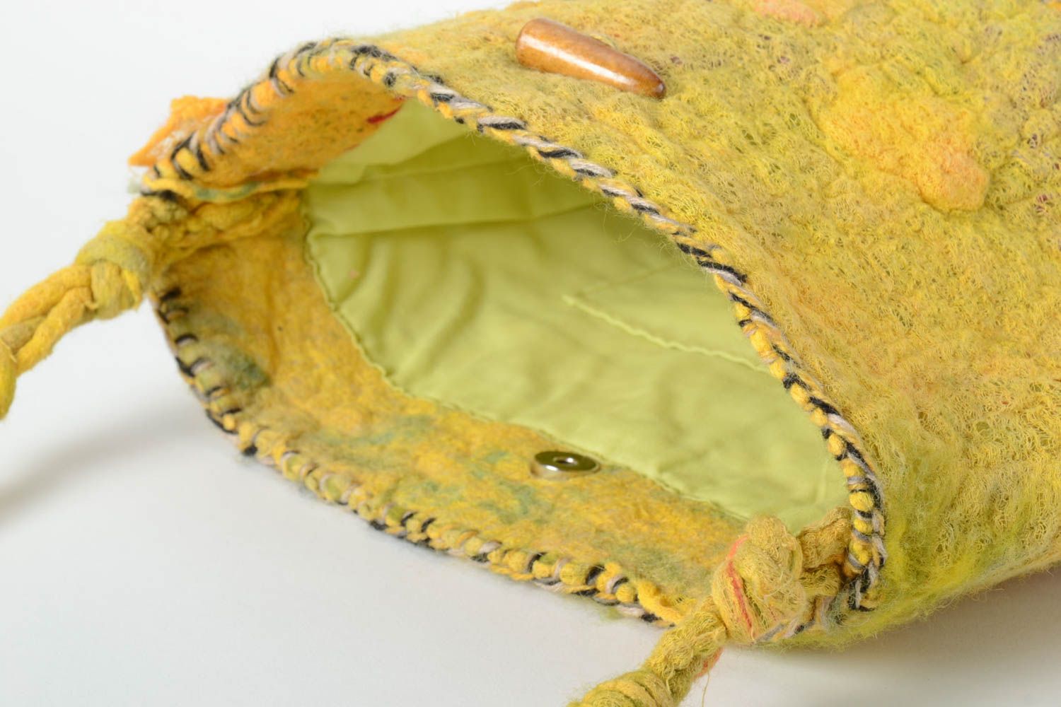 Сумка из шерсти сумка ручной работы женская валяная сумка через плече желтая фото 2