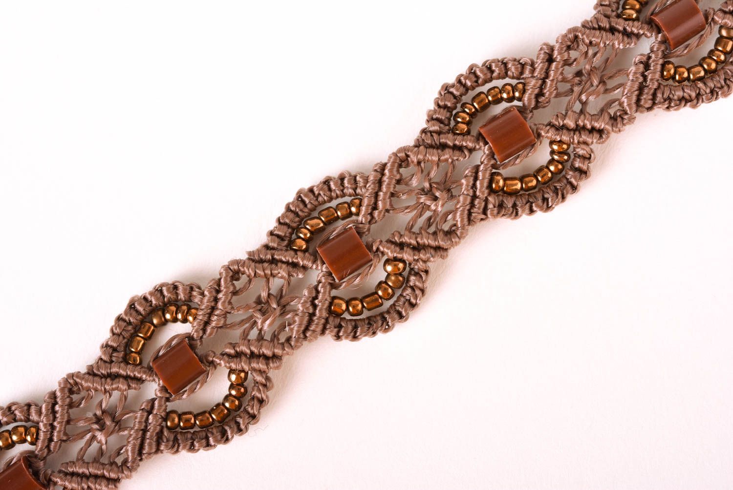 Armband Frauen handmade in Braun Schmuck für Frauen Armband Stoff stilvoll foto 3