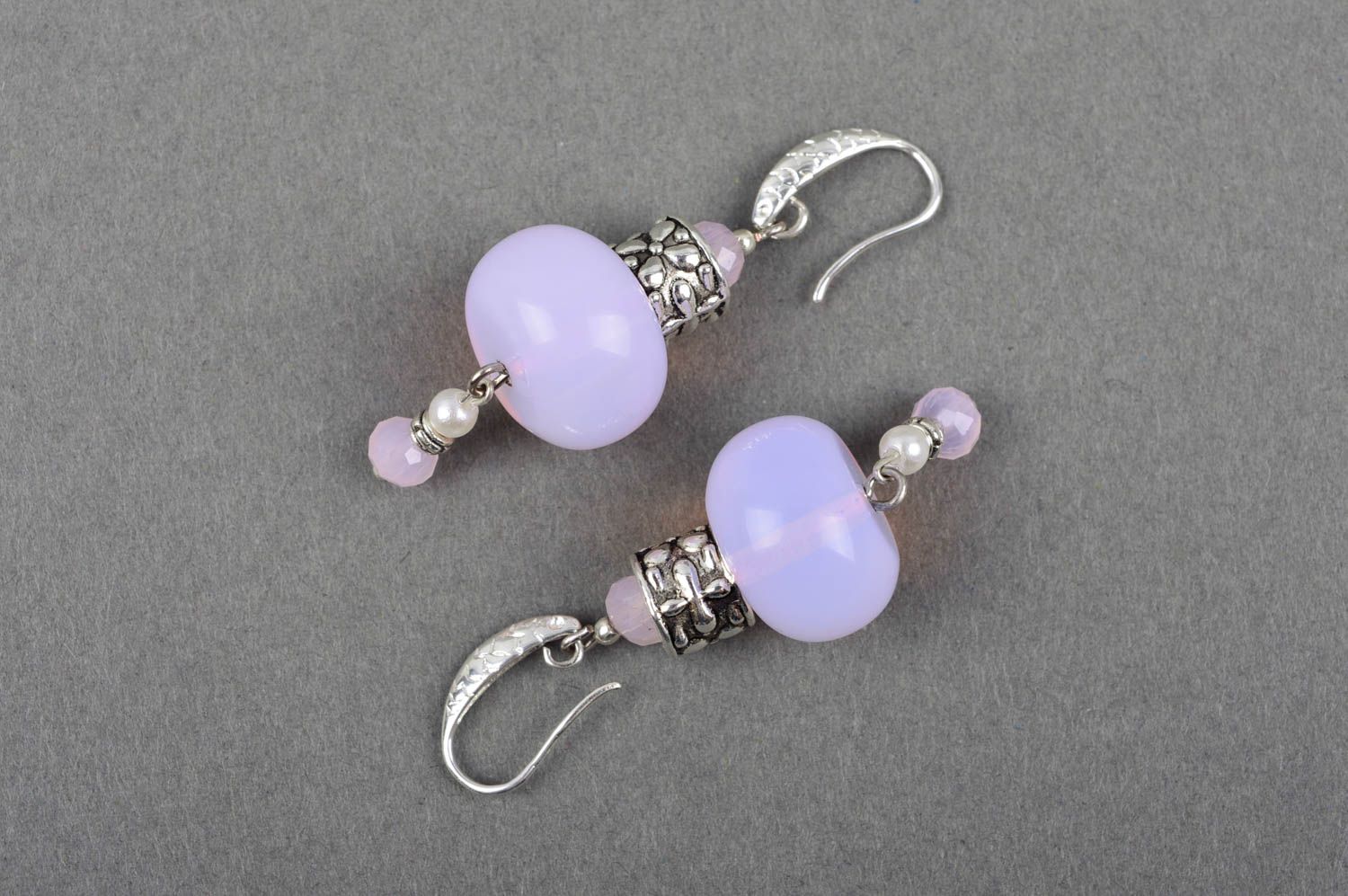 Handmade earrings with moonstone pendants gift idea designer woman accessory  photo 5