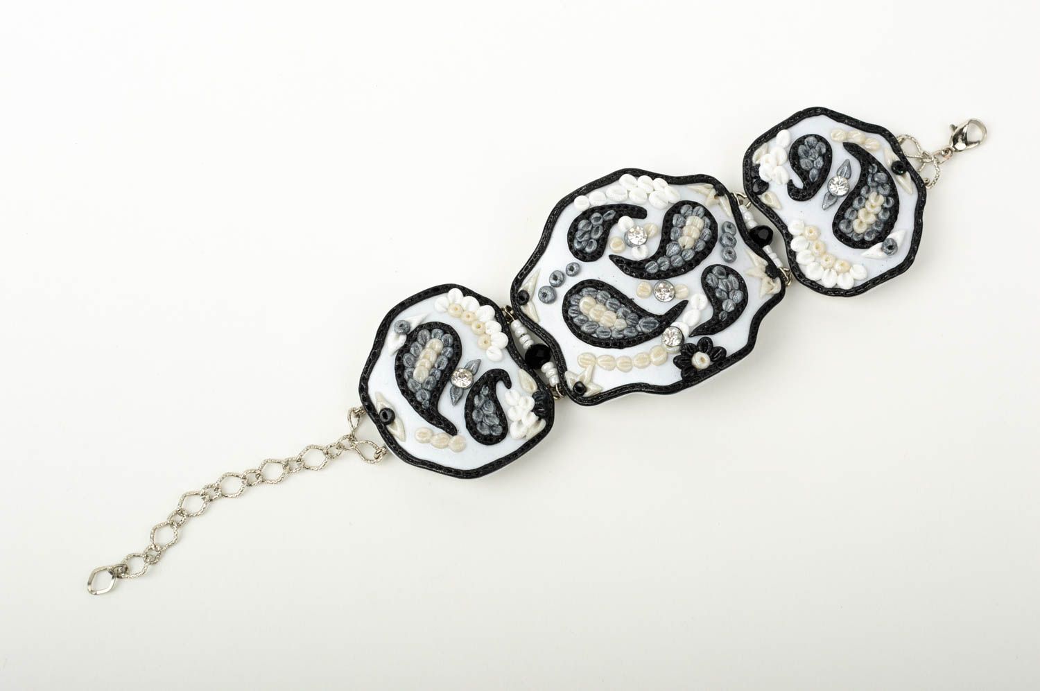 Handmade bracelet cuff bracelet polymer clay designer jewelry fashion accessory photo 1