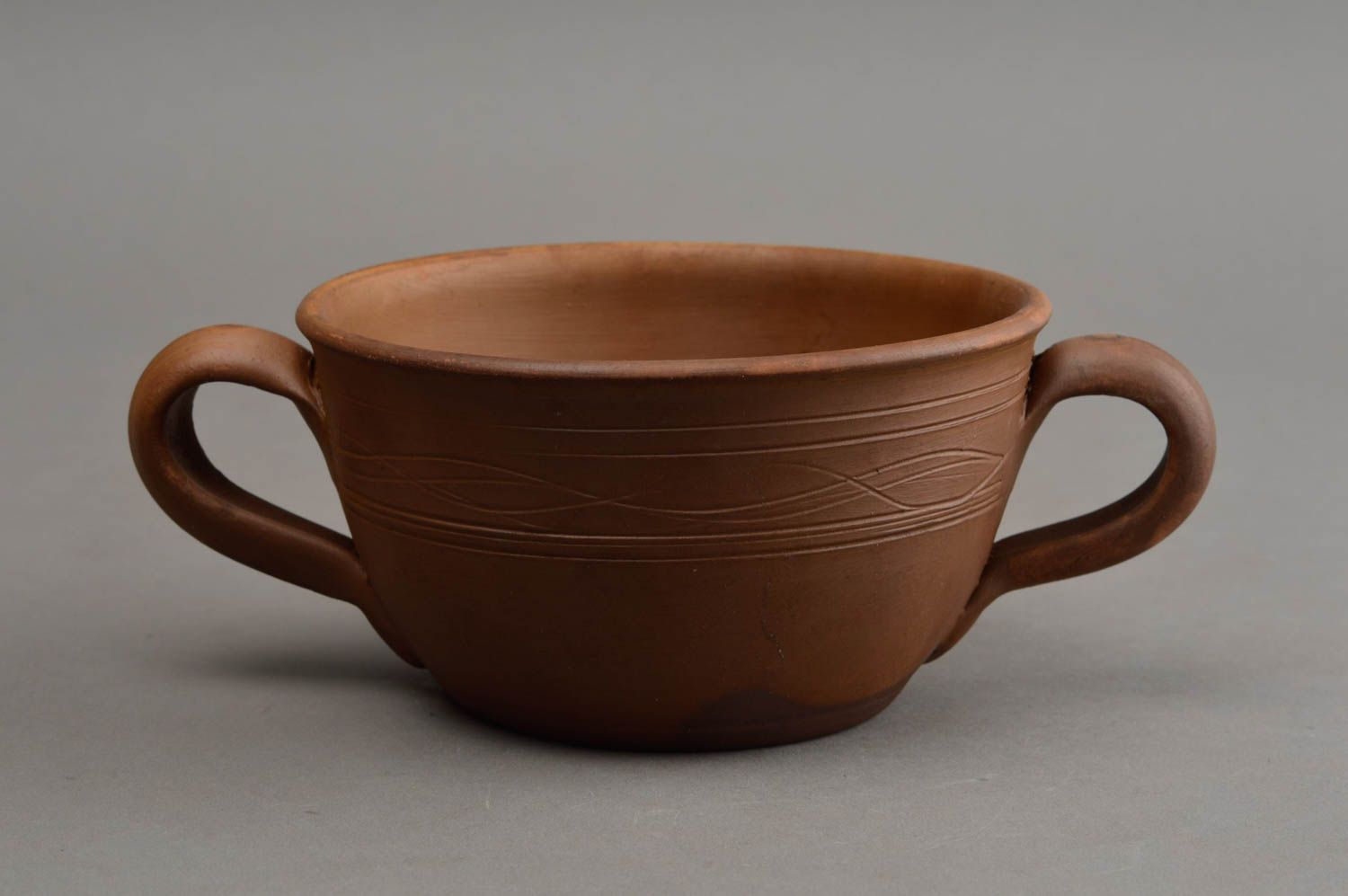 Handmade soup bowl with handles ceramic dish modern dinnerware ceramic cookware photo 2