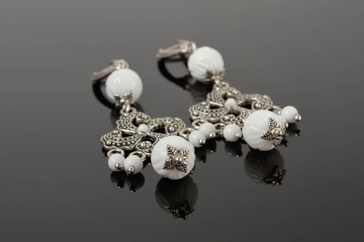Handmade earrings with natural stone elegant evening earrings designer jewelry photo 3
