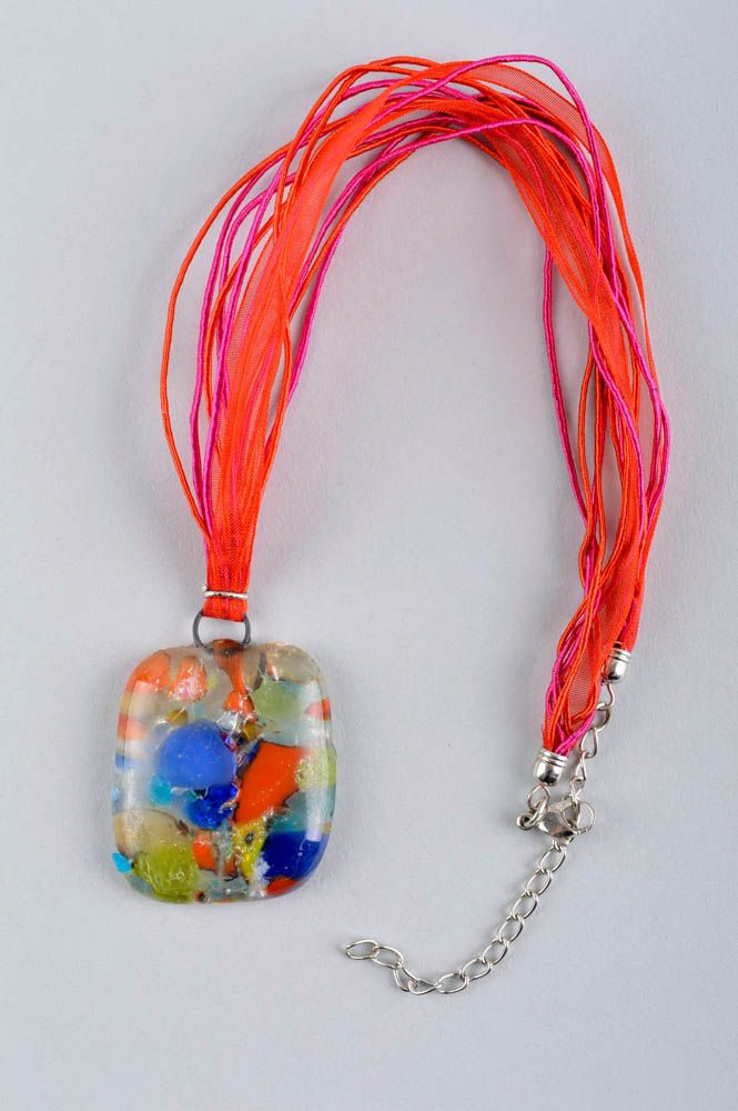 Handmade glass pendant designer accessories unusual gift glass jewelry photo 2
