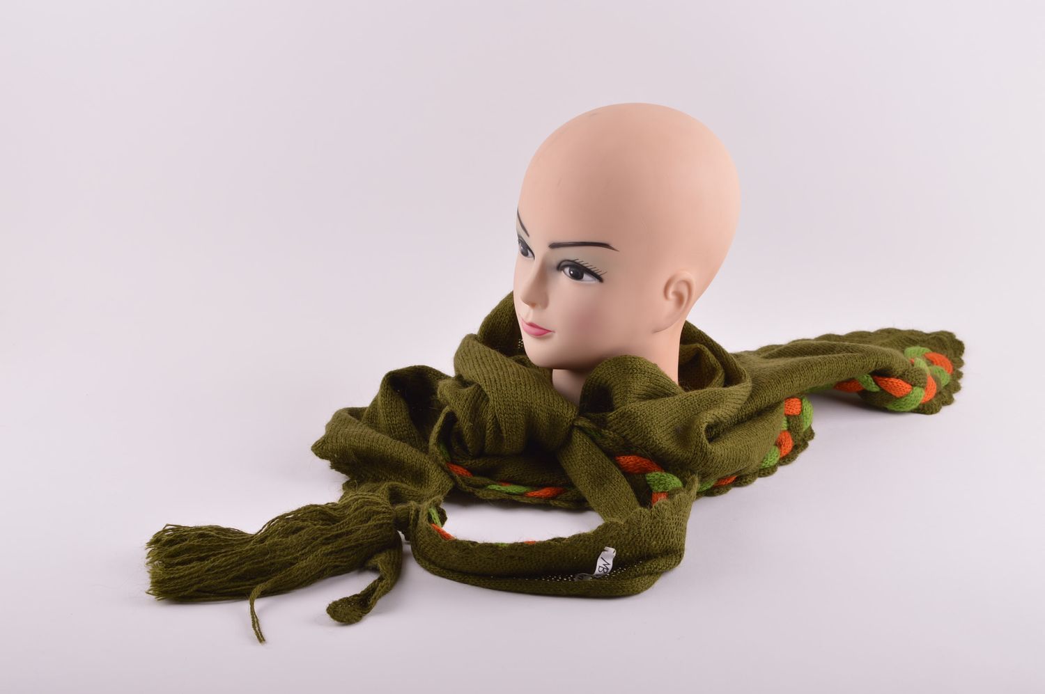 Сhâle vert fait main Châle tricot laine acrylique original Accessoire femme photo 2
