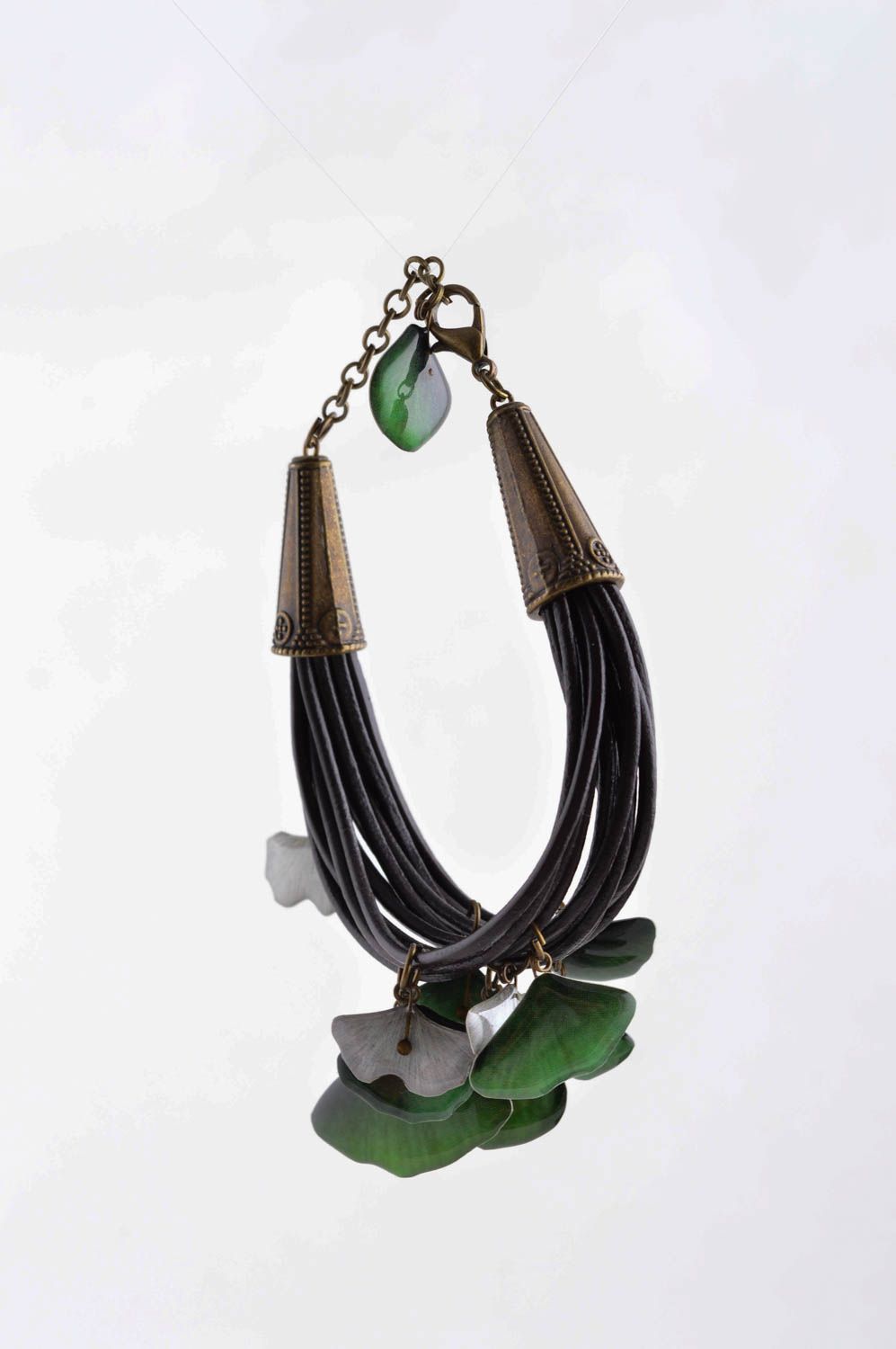 Pulsera artesanal elegante accesorio para mujer de colro negro regalo original foto 5
