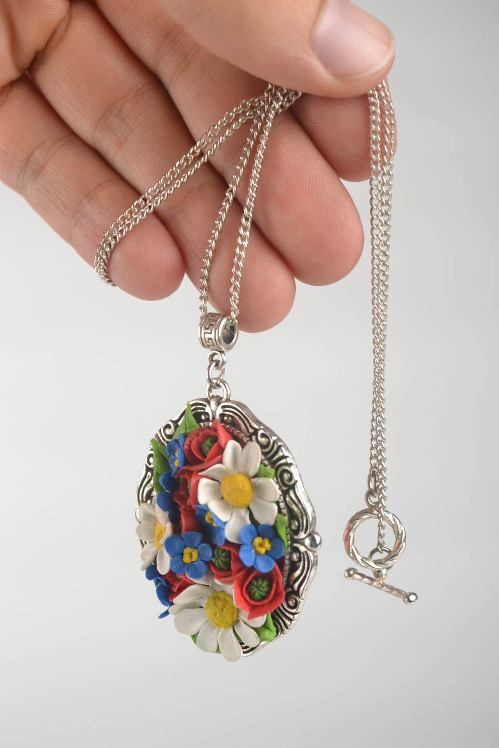 Handmade accessory unique cold porcelain necklace present ideas for girls photo 5