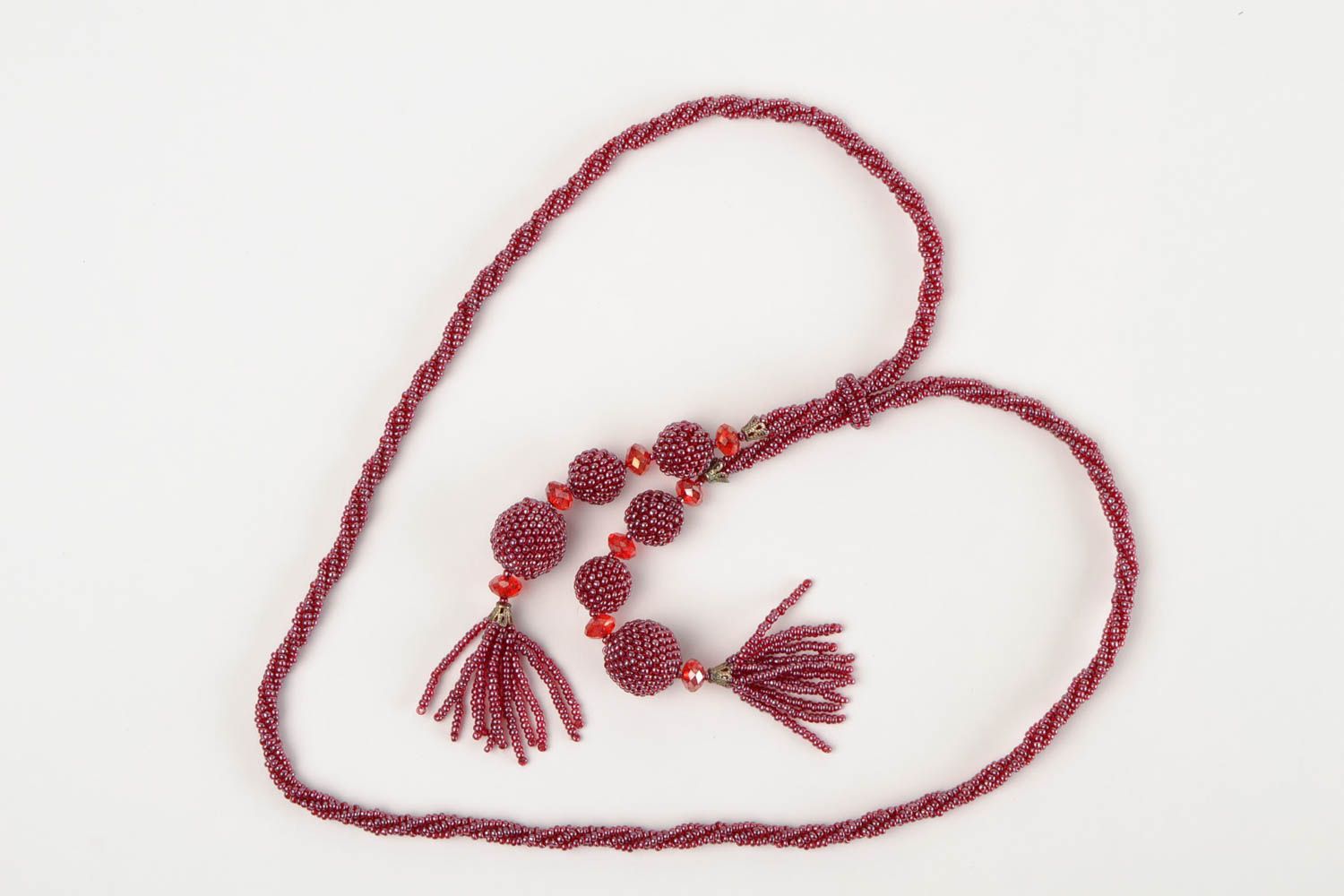 Collier lariat Bijou fait main rouge en perles de rocaille original Cadeau femme photo 5