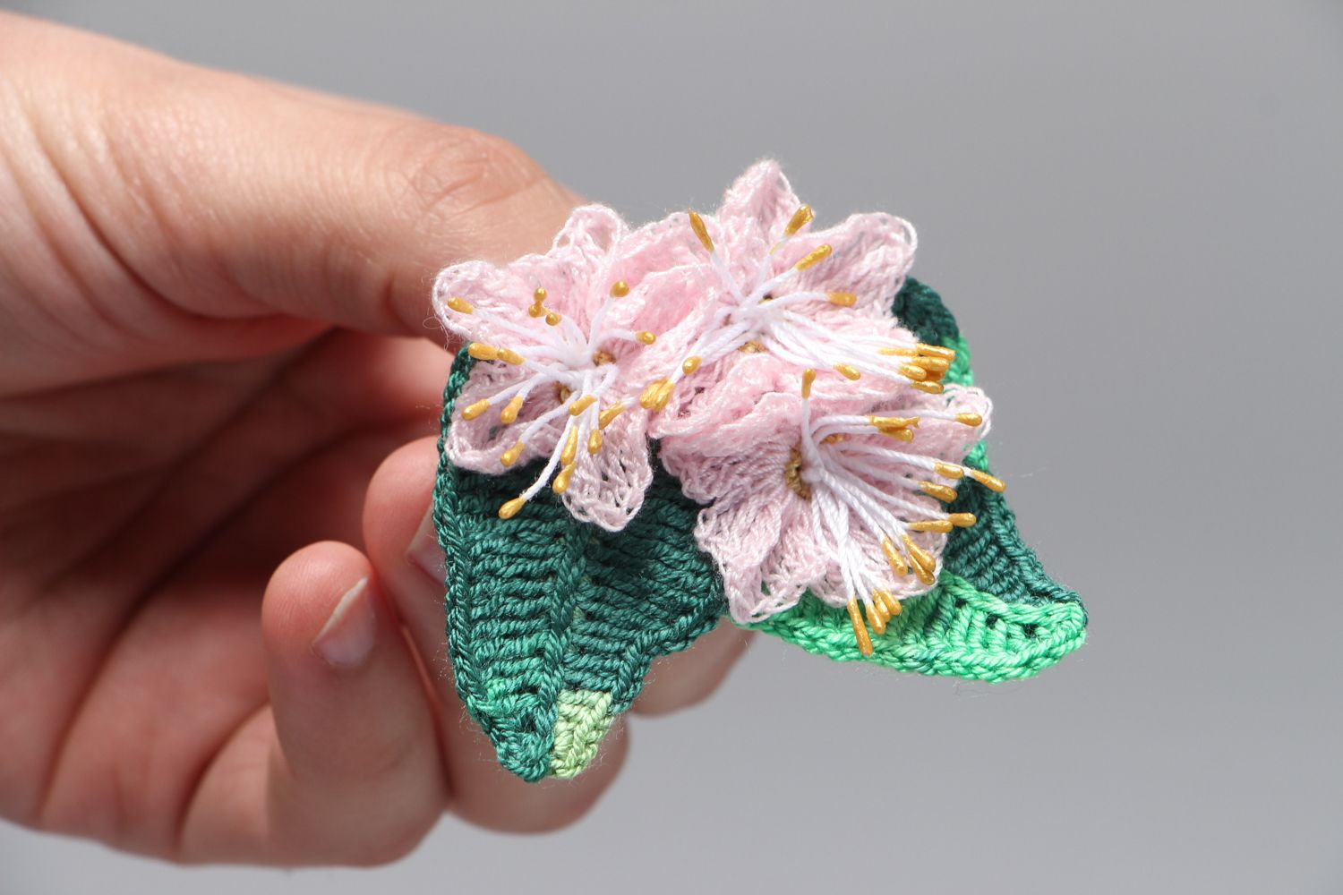 Handmade crochet brooch Apple Blossom photo 4