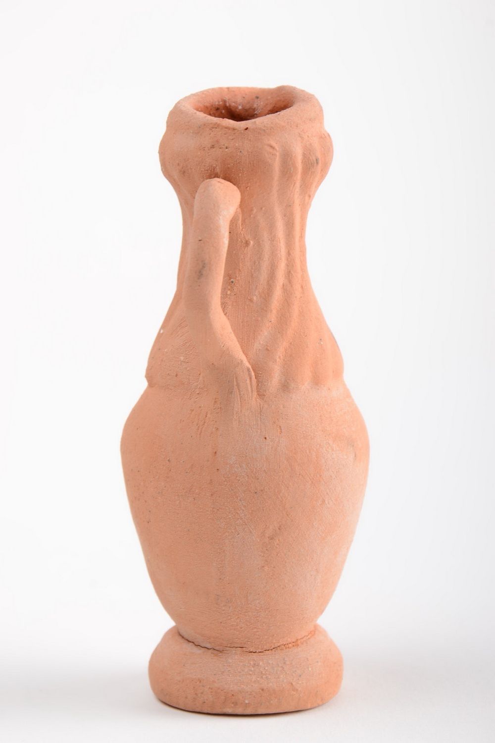 Petit vase décoratif en argile beige fait main original en forme de cruche photo 5