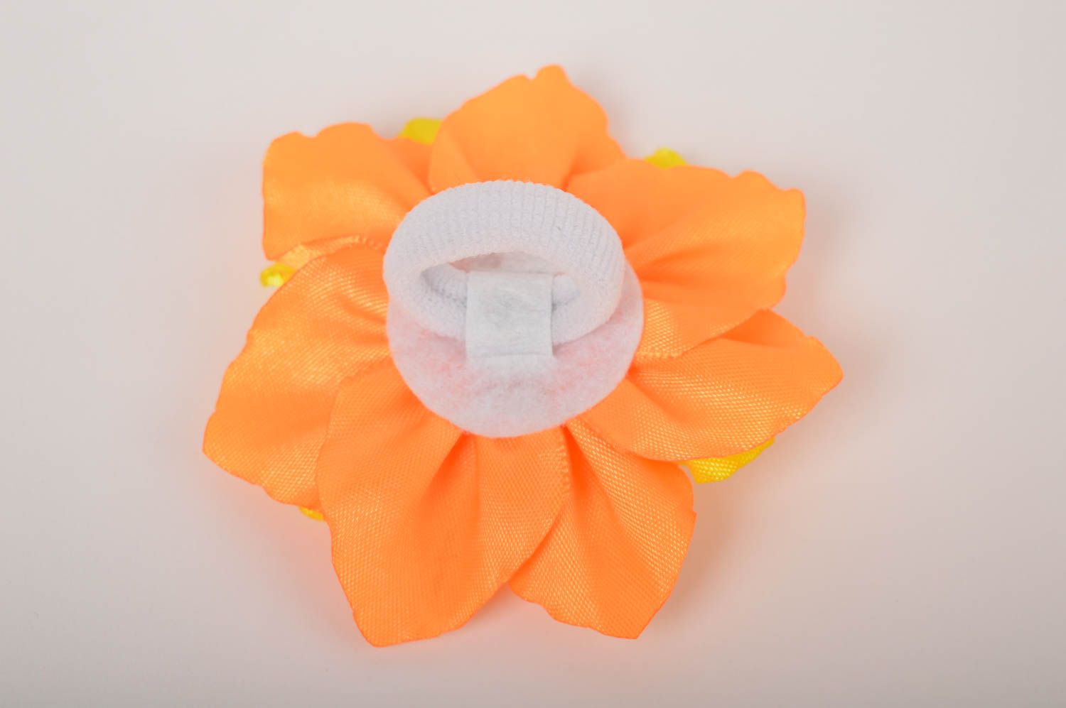 Аксессуар для волос хэнд мэйд детская резинка для волос резинка с цветком Оранж фото 3