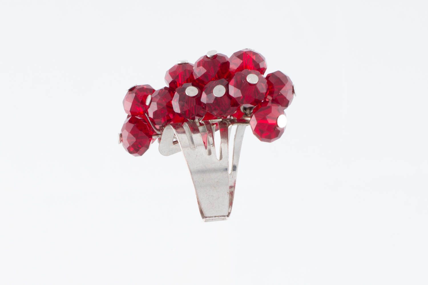 Damen Ring mit Kristallen künstlerisch rot massiv originell Geschenk für Frau  foto 3