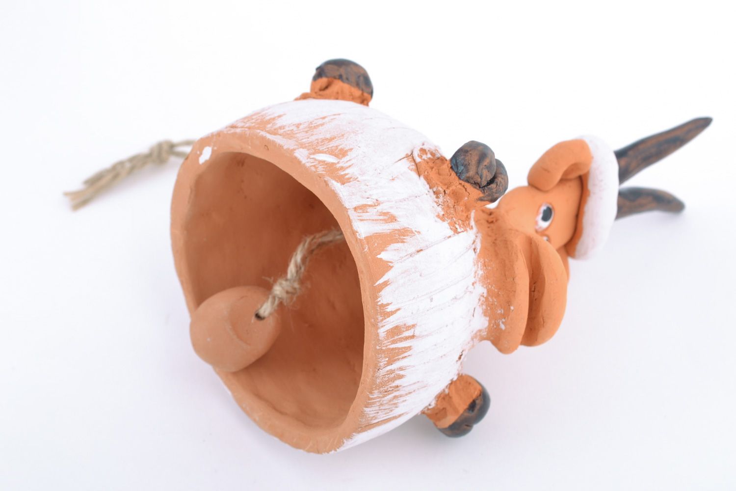 Campanello tradizionale fatto a mano souvenir in ceramica capra di argilla foto 4