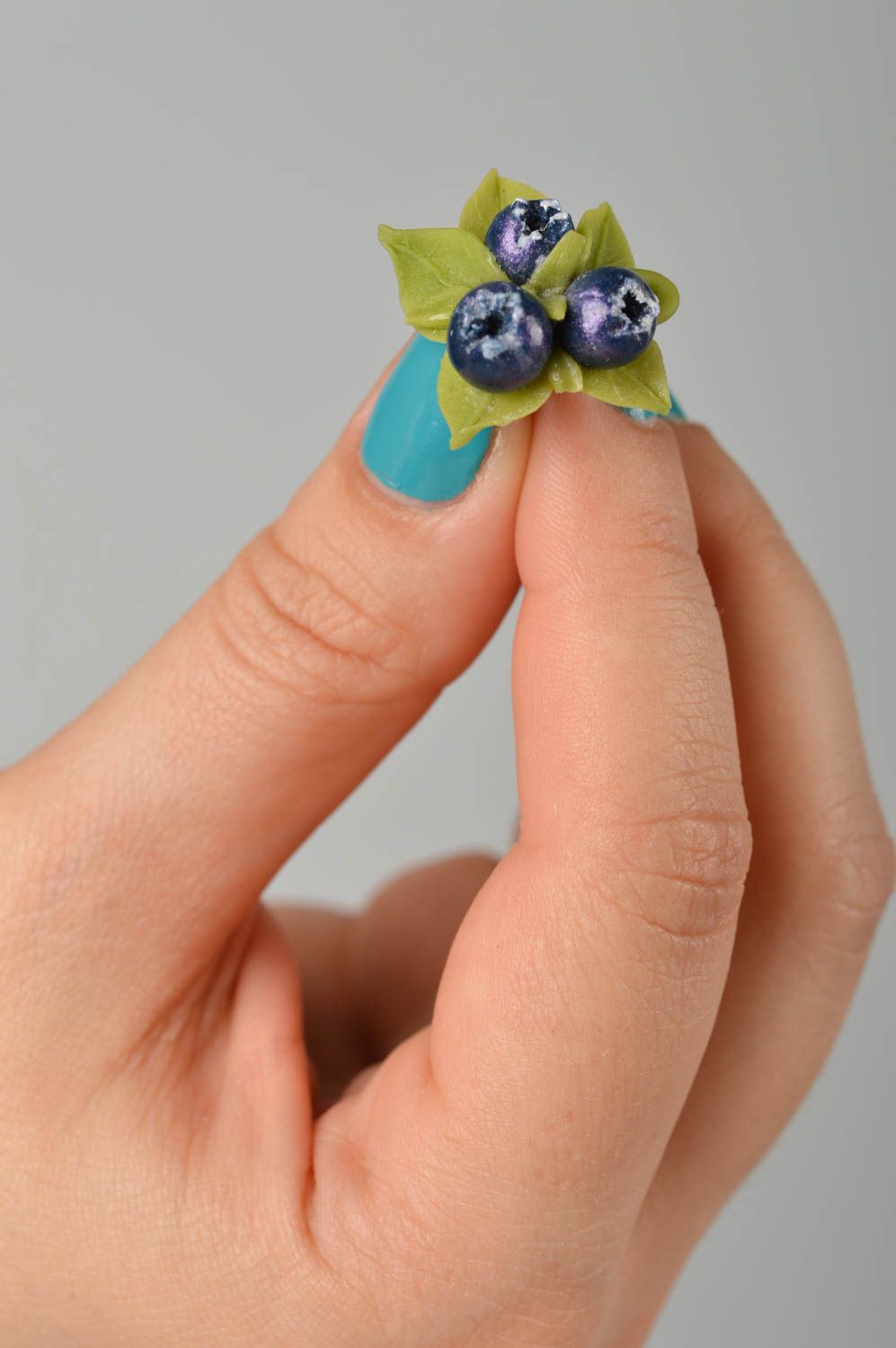 Handmade Ohrringe kleine Ohrstecker Ohrschmuck Frauen Blaubeeren einzigartig foto 2