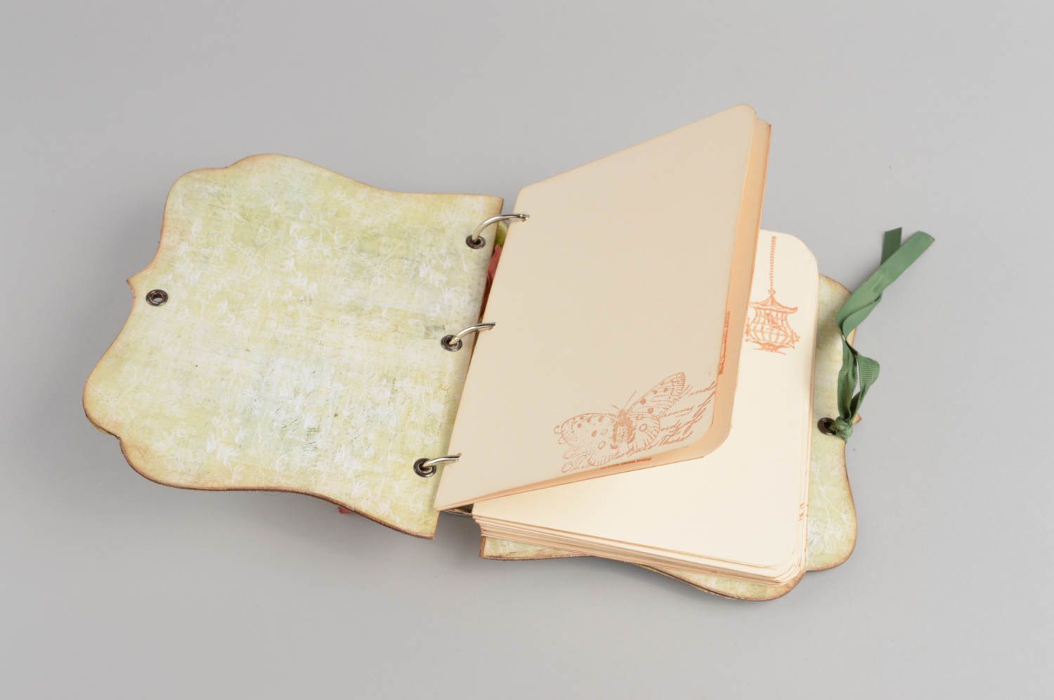 Carnet de notes vintage scrapbooking fait main beige en carton et papier photo 5