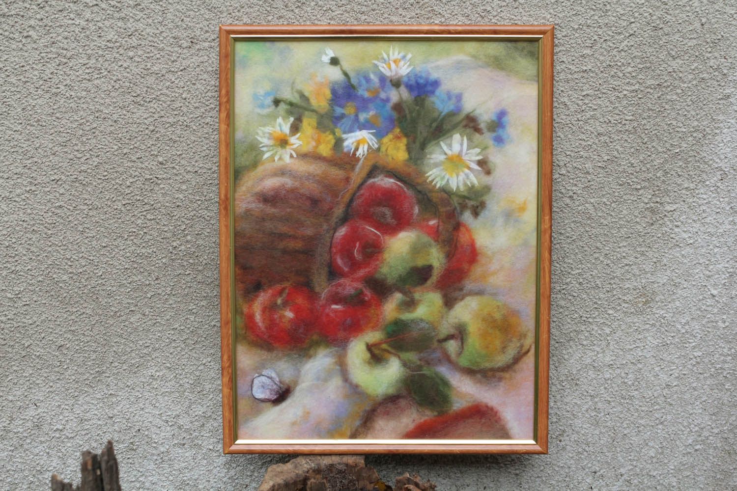 Natureza morta de maçã pintura criada de lã à mão foto 1