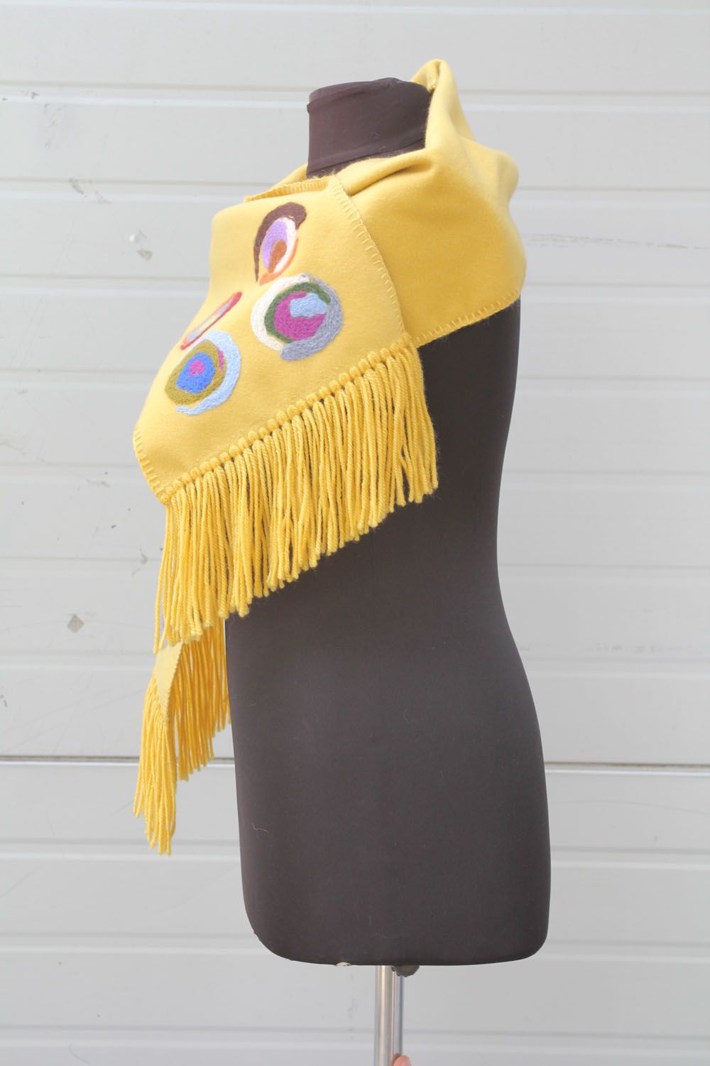 Желтый кашемировый шарф для женщин фото 2