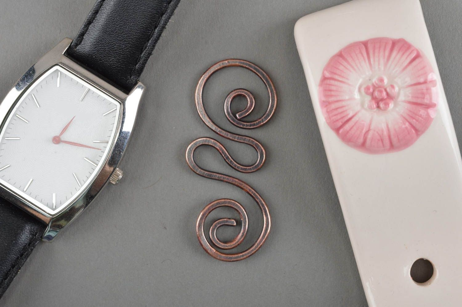 Handmade copper pendant unusual metal accessory designer forged pendant photo 1