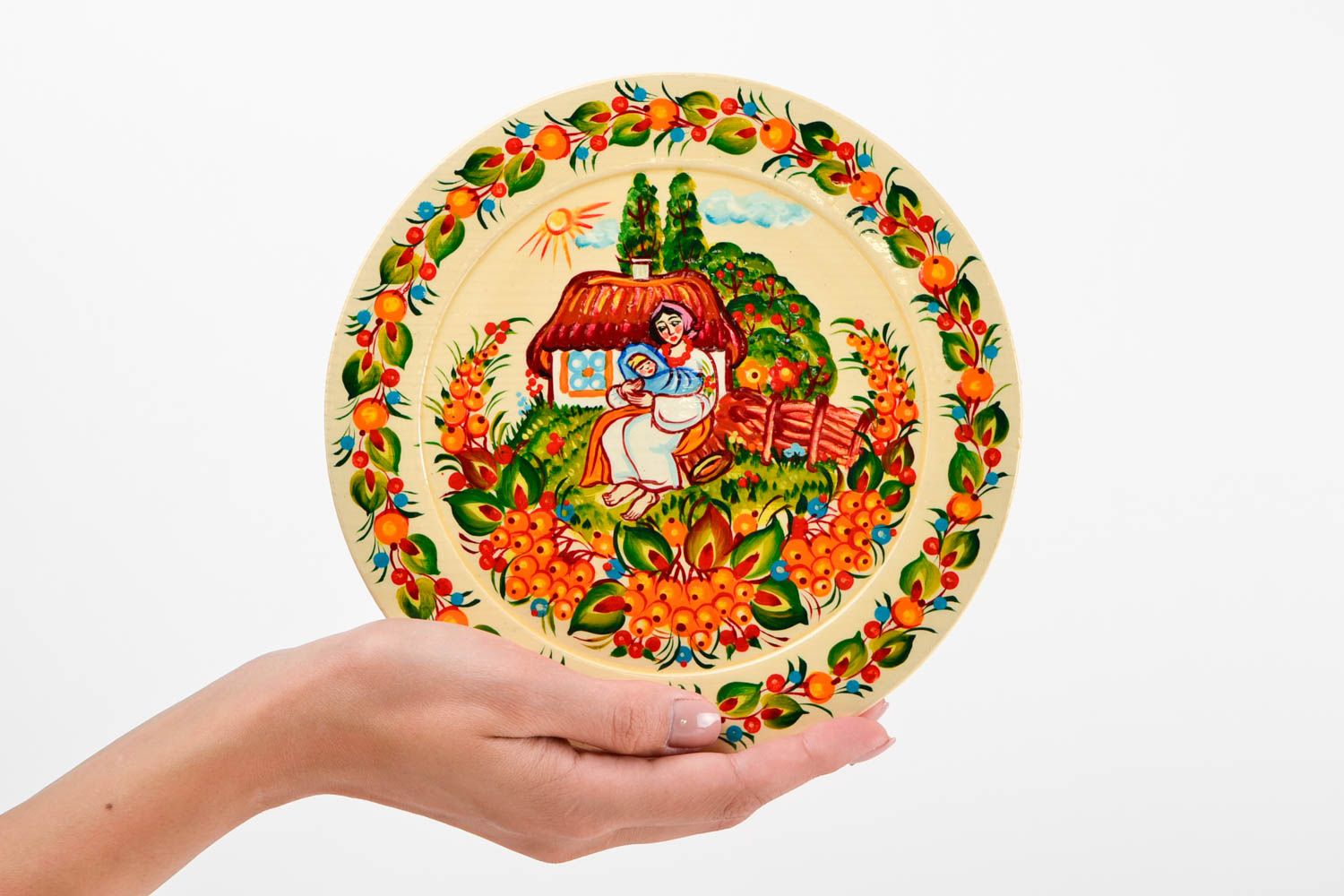 Тарелка с росписью ручной работы подарочная тарелка декор для дома красивая фото 2