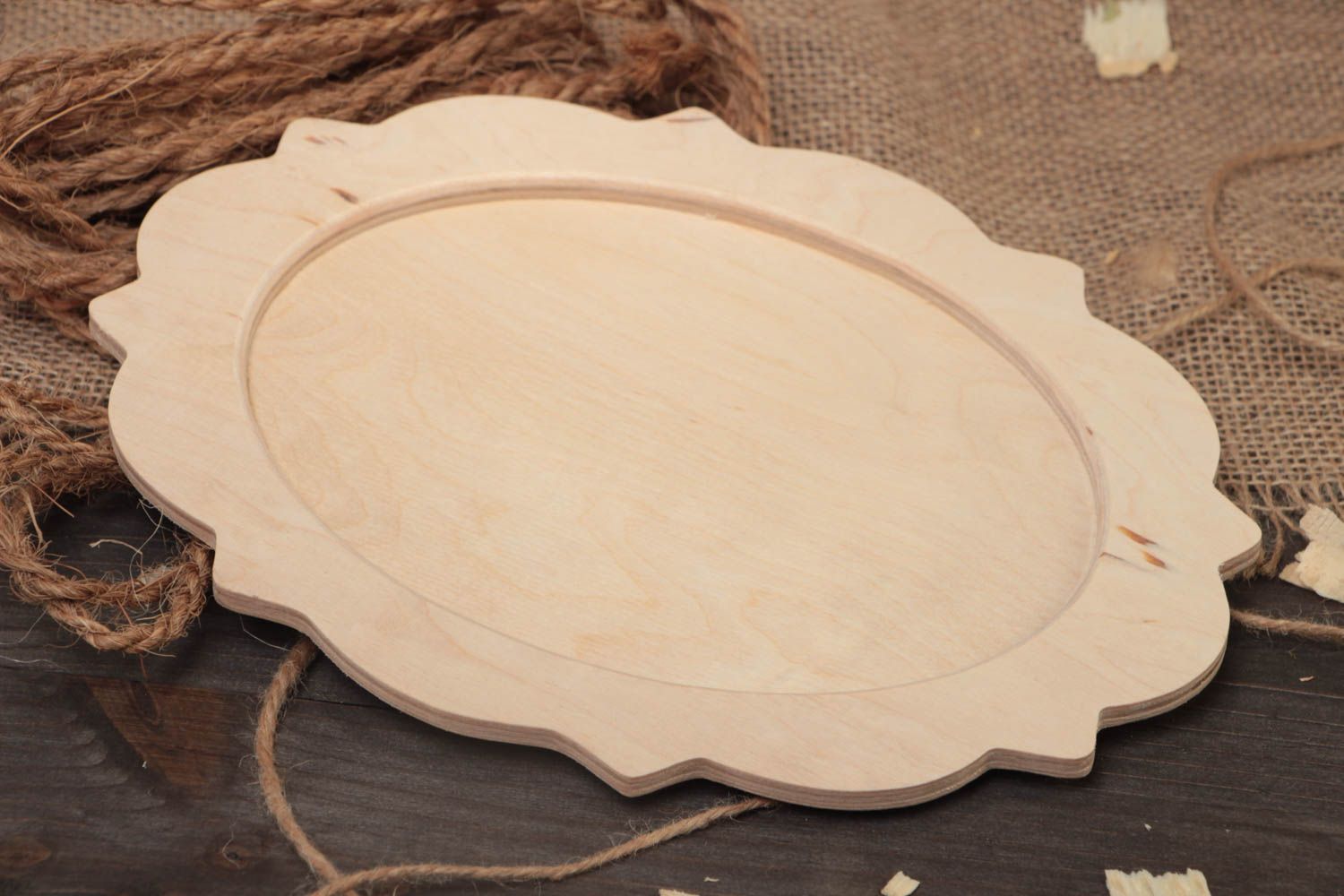 Forme en bois brut clair pour miroir ou plateau à décorer faite main ovale photo 1