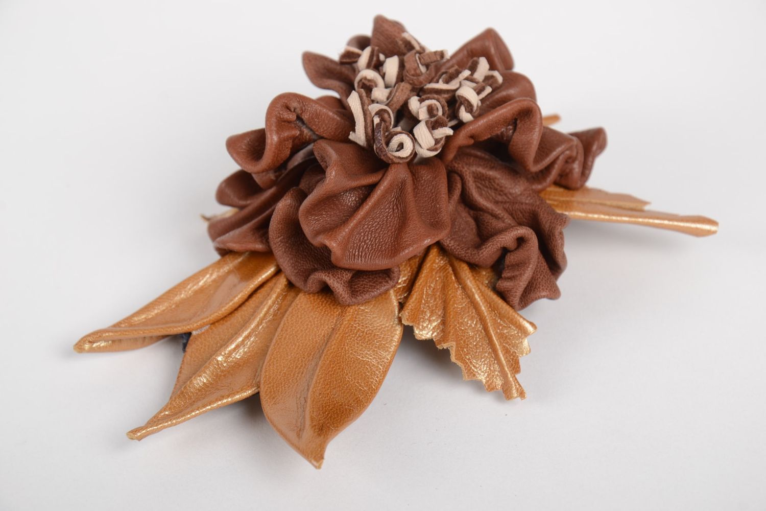 Blume Haarspange handgemachter Haarschmuck Blume aus Leder Schmuck für die Haare foto 5