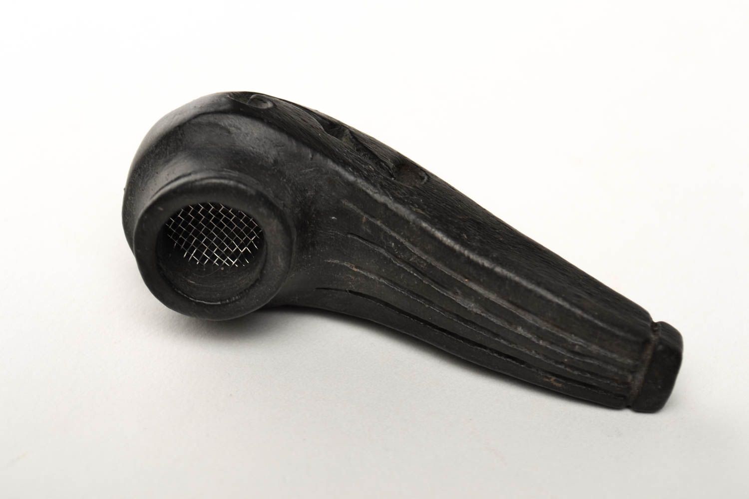 Handgefertigt Ton Pfeife Accessoires für Männer Tabak Pfeife in Schwarz foto 5