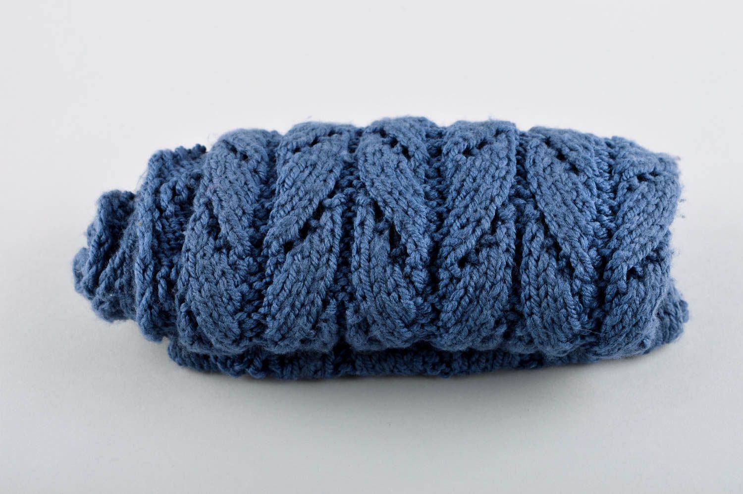 Шарф снуд ручной работы шарф хомут синий вязаный из акриловых ниток шарф труба фото 5
