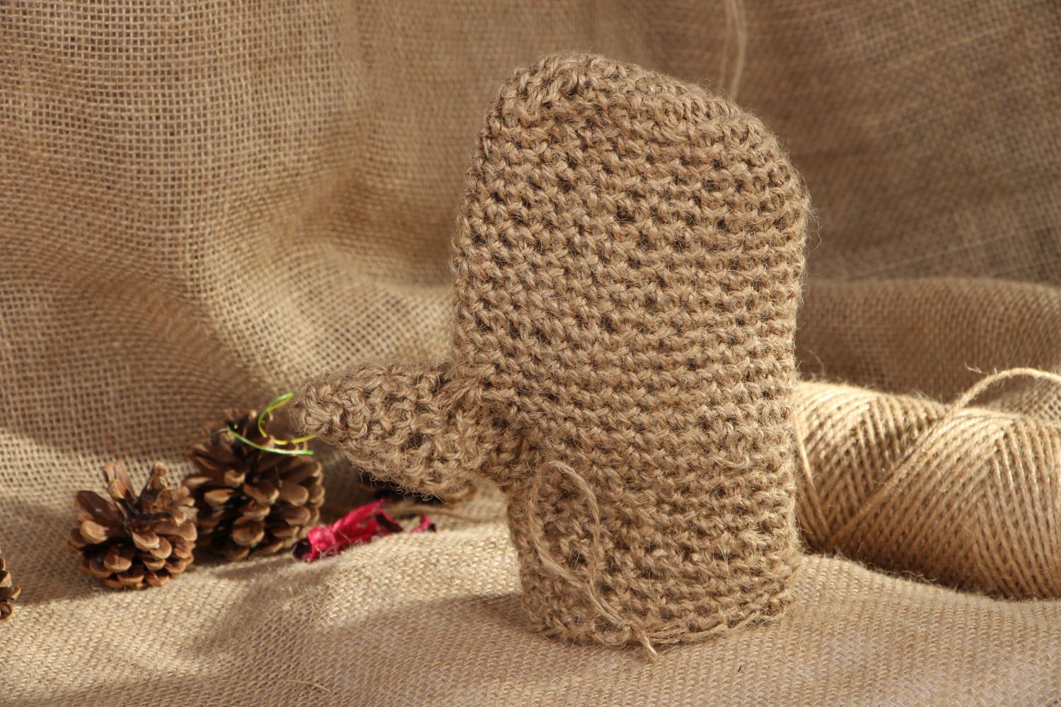 Éponge pour douche tricotée en forme de moufle photo 4