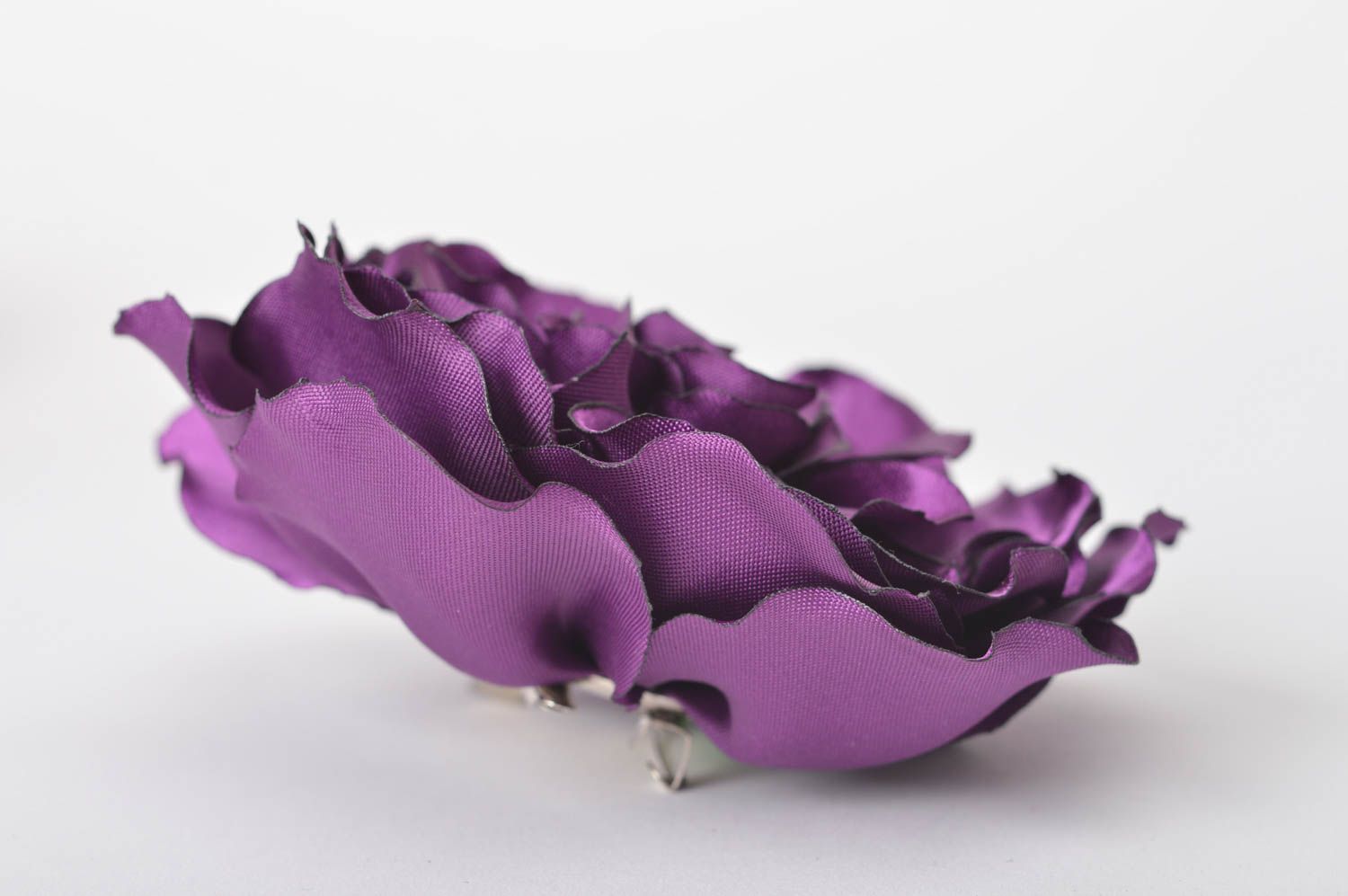 Barrette cheveux fait main Broche fleur de rose violette Accessoire femme photo 4