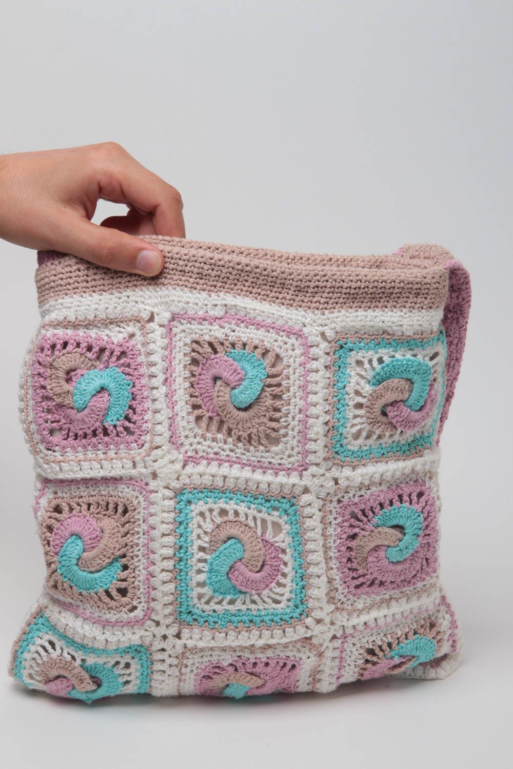 Handmade crocheted bag designer woman accessory casual bag stylish present photo 5