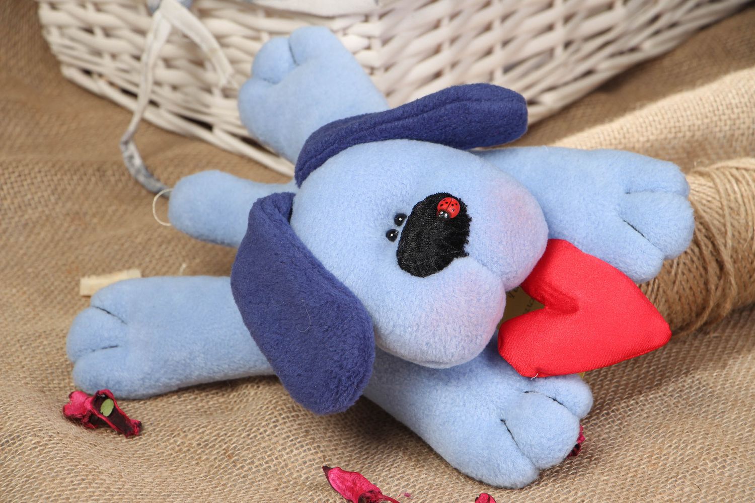 Handmade soft toy Blue Puppy photo 5