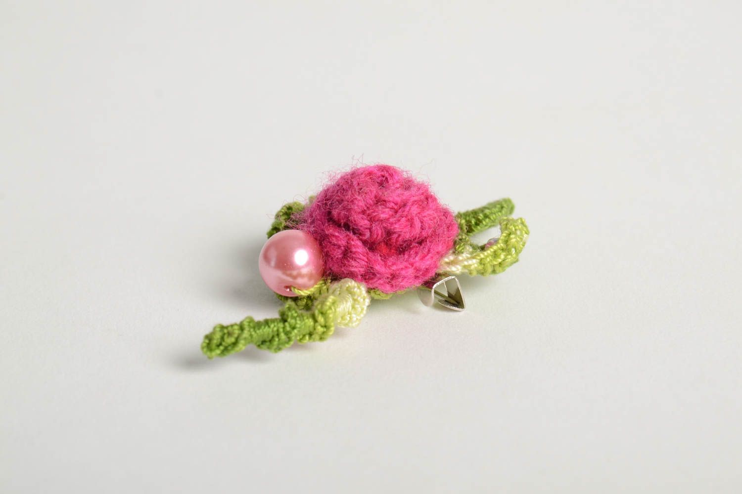 Broche fleur Bijou fait main fils coton laine crochet Accessoire femme photo 5