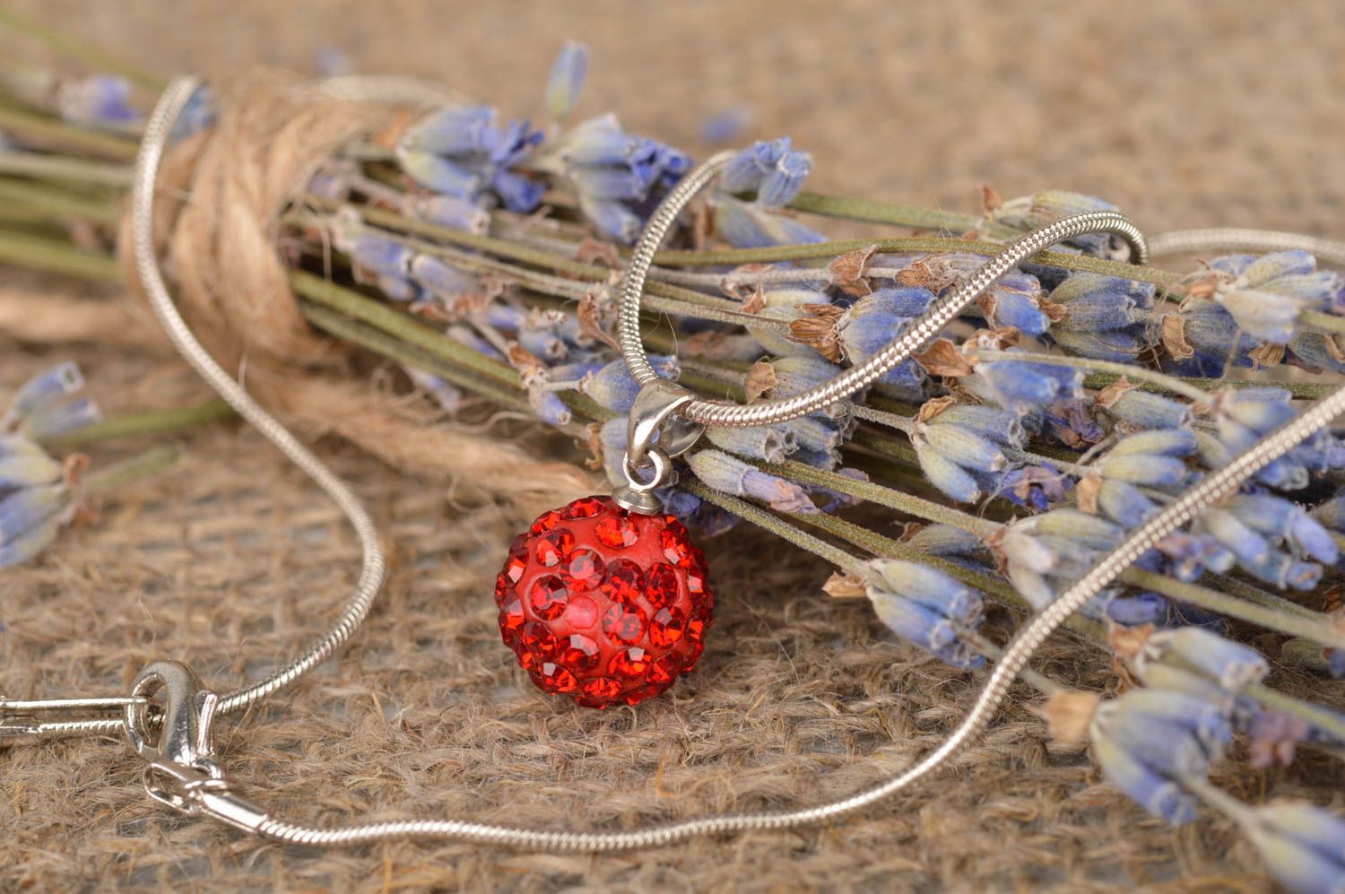 Handmade stylish pendant beautiful designer jewelry red feminine accessories photo 1