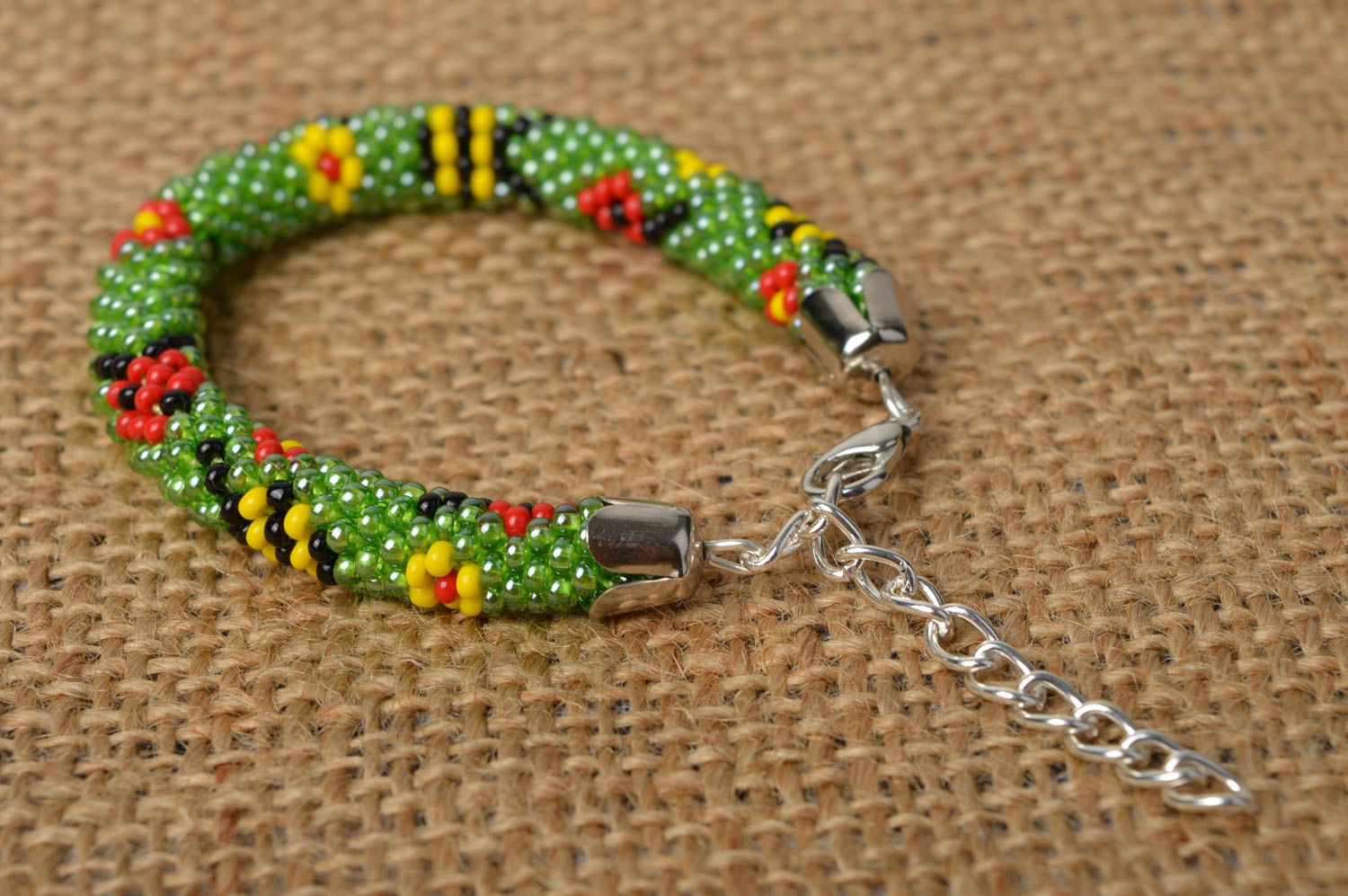 Handmade designer seed beaded cord bracelet unique bijoutery accessories for her photo 2