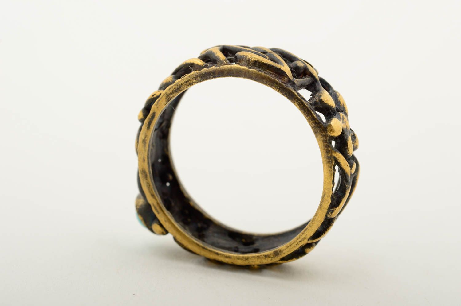 Кольцо ручной работы кольцо из бронзы с камнем бижутерия кольцо оригинальное фото 5