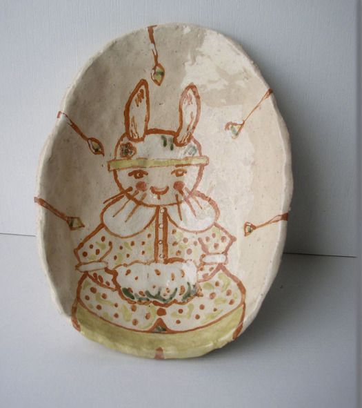 Homemade painted ceramic candy bowl Hare photo 2
