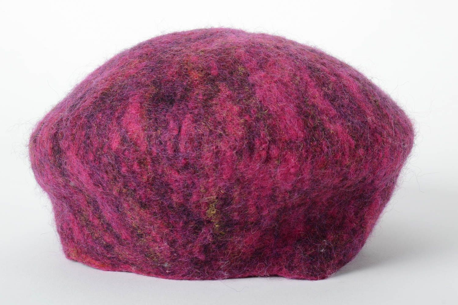 Bonnet laine fait main Béret femme violet Vêtement fille feutrage mouillé photo 4