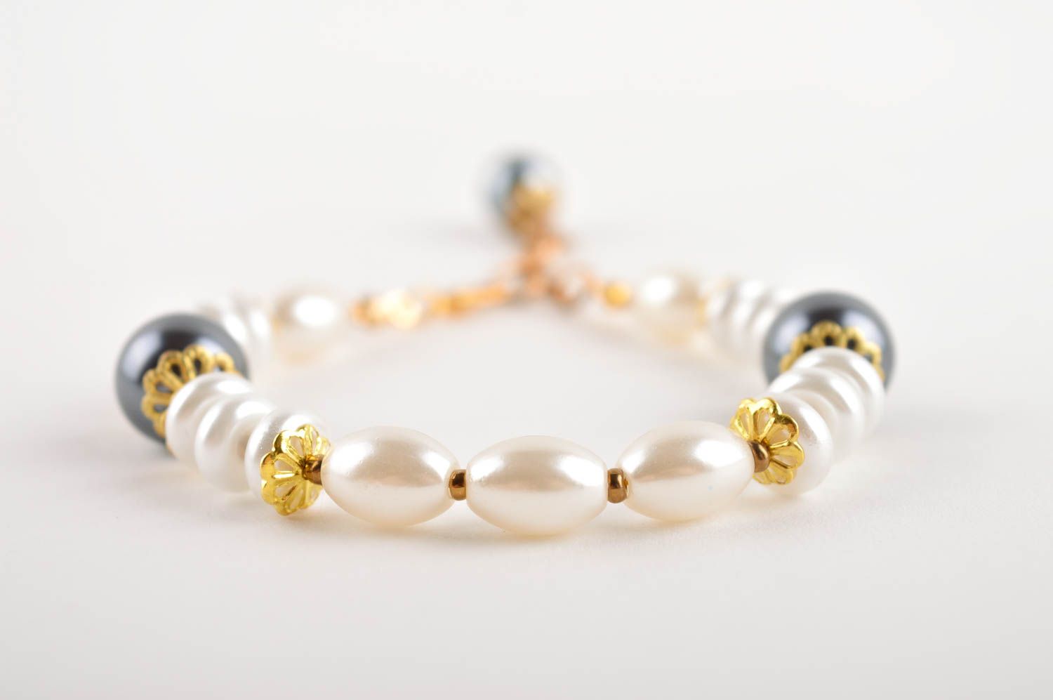 Bracelet fantaisie Bijou fait main métal perles artificielles Accessoire femme photo 3
