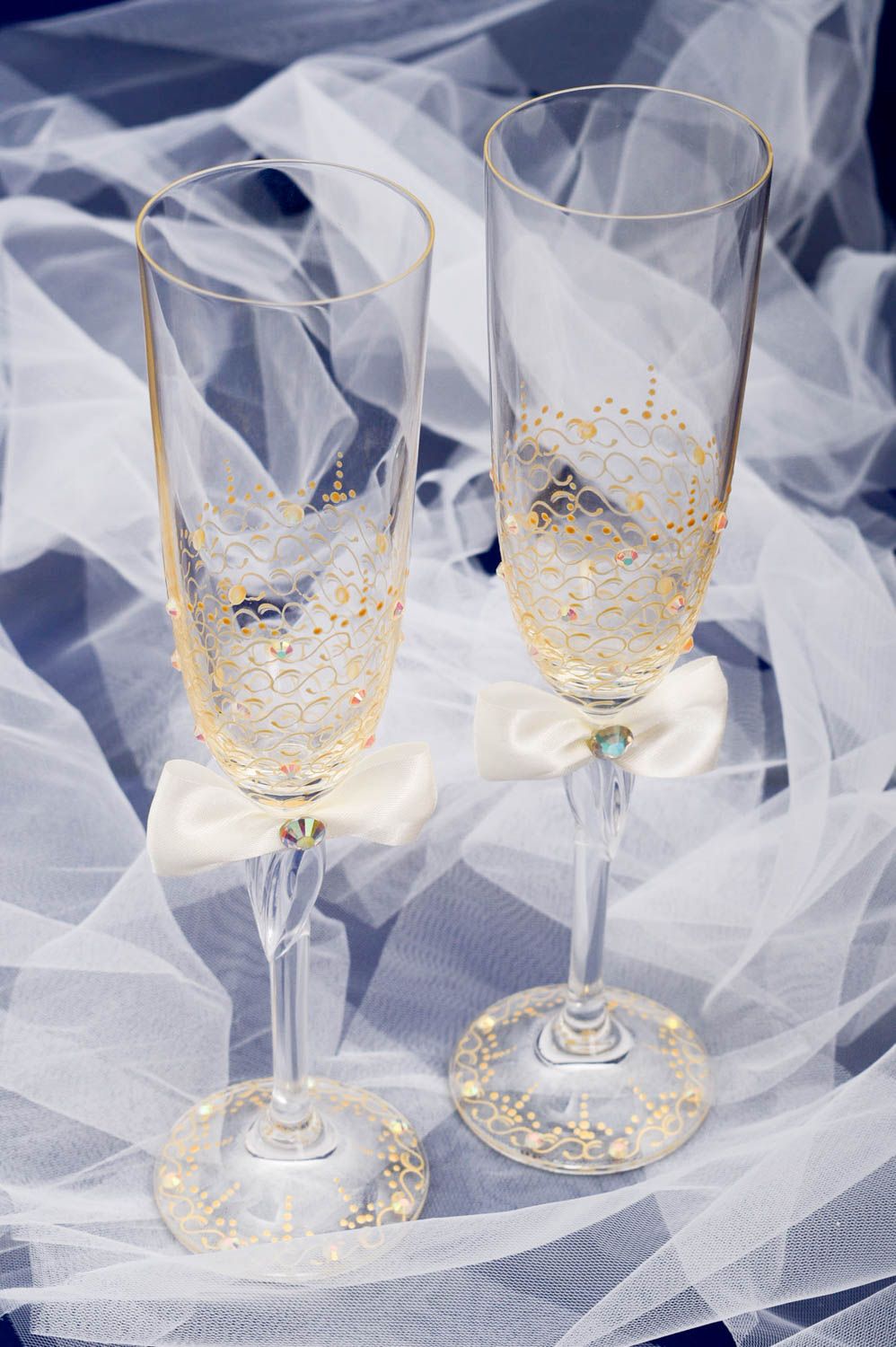 Handmade Gläser Set Geschirr aus Glas Hochzeit Gläser 2 Stück schön gemustert foto 1