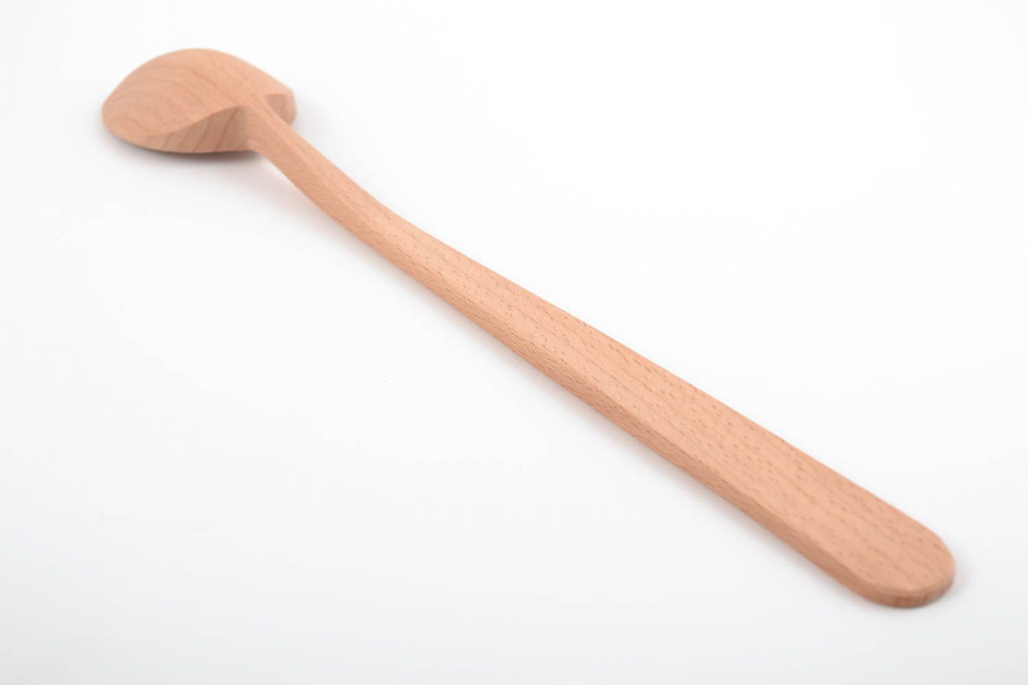 Handmade eco friendly polished boiled beech wood tea spoon with long handle photo 4