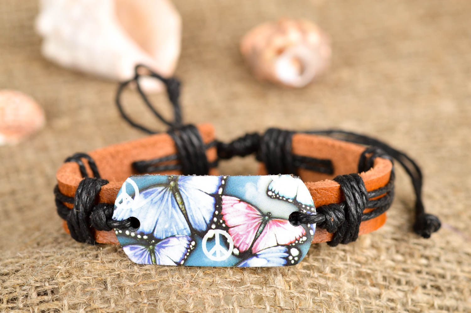 Handmade leather bracelet thread jewelry summer accessory present for women photo 1